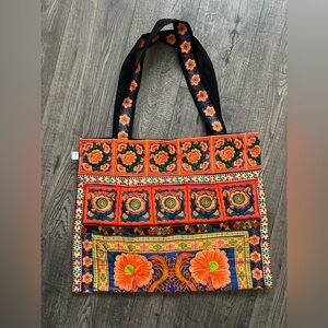 Colorful Embroidered Tote Bag